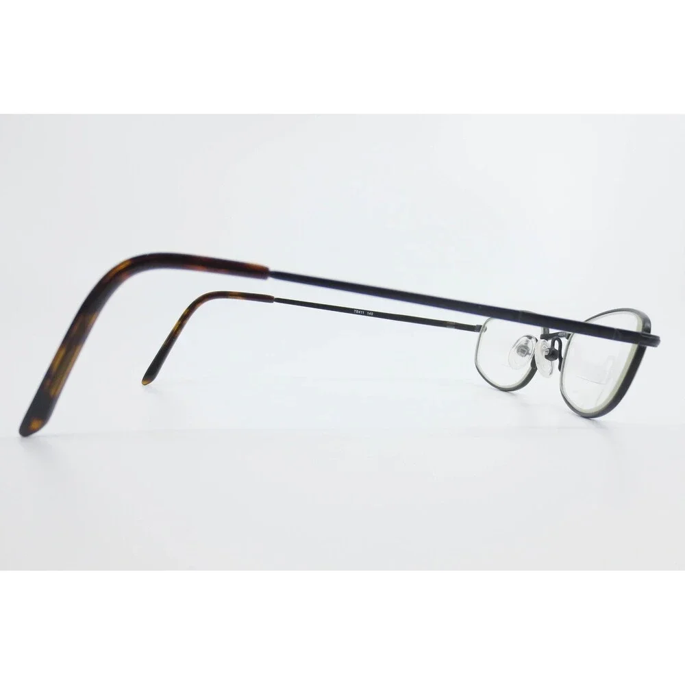 Matte Black Oval Metal Eyeglass Frames TB411 49-18-140 Tortoise Tips